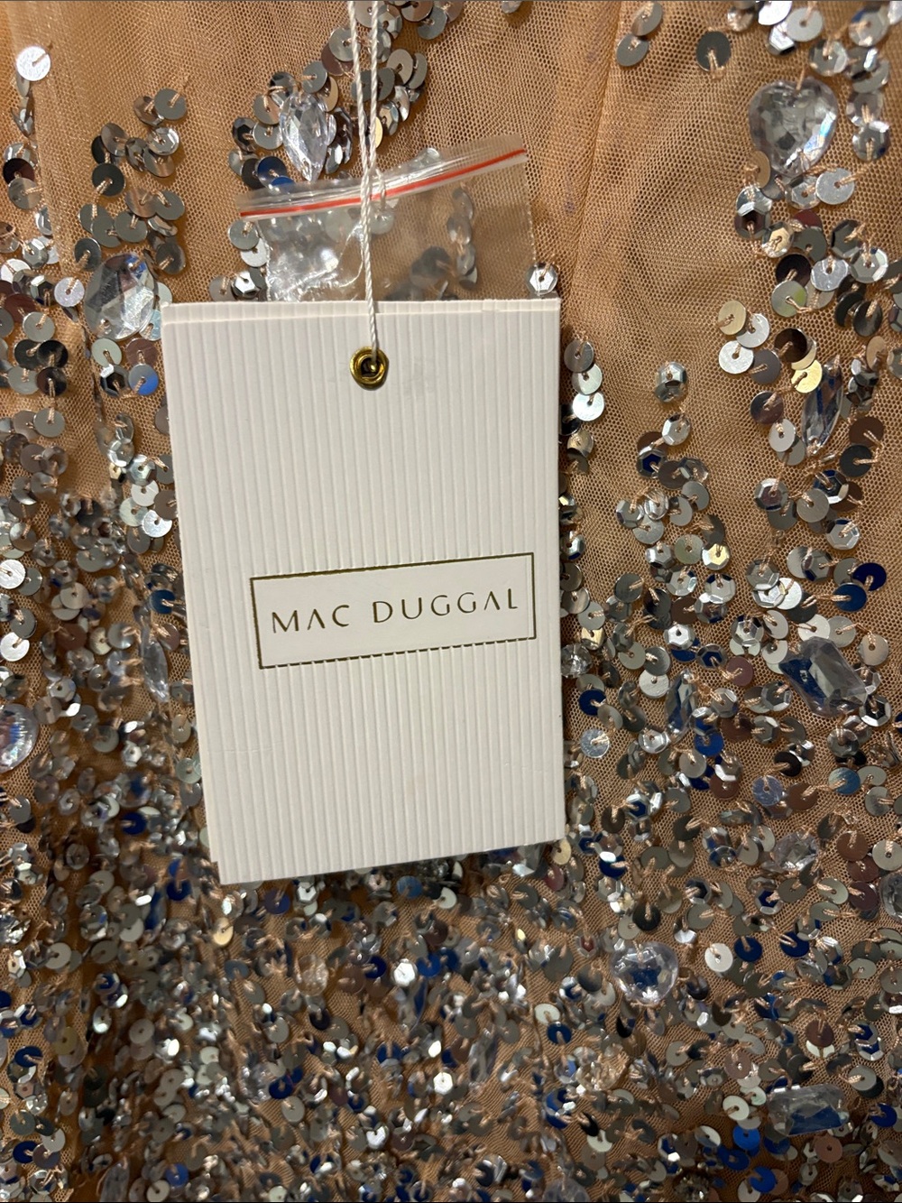 Mac Duggal Nude One-Shoulder Sequin Mini Dress - Picture 8 of 9